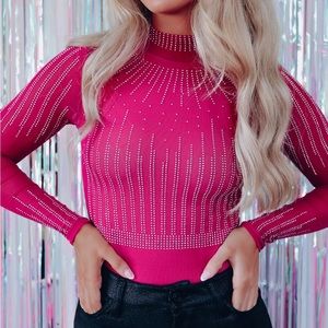 Magenta sequin body suit!